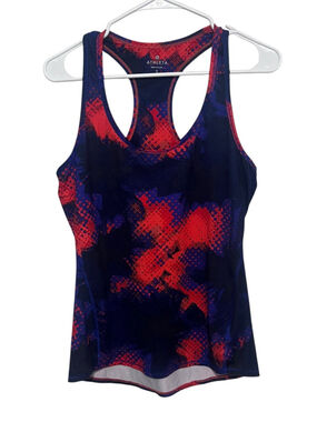 Athleta Energy Tank Top Women’s Small Orange Blue Racerback Yoga Workout Active